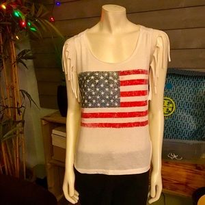 Ladies Forever 21 White American Flag Tee Size S